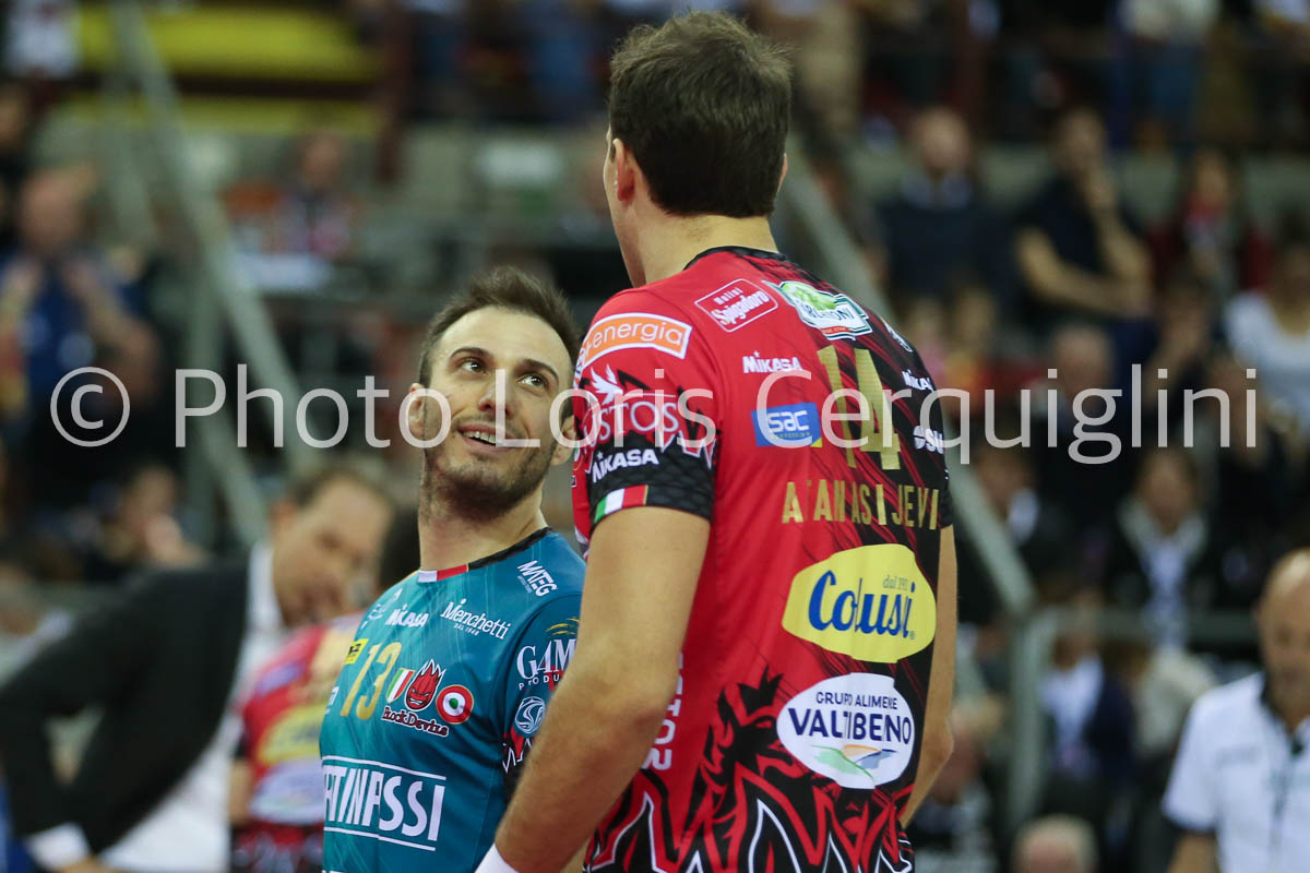 PERUGIA - ITALIA -74° CAMPIONATO CREDEM BANCA 2018/2019 - SIR SAFETY CONAD PERUGIA VS CUCINE LUBE CIVITANOVA - 13 GENNAIO 2019 - IN FOTO:MASSIM COLACI, ATANASIJVIC ALEKSANDAR