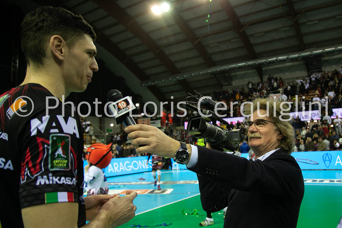 PERUGIA - ITALIA -74° CAMPIONATO CREDEM BANCA 2018/2019 - SIR SAFETY CONAD PERUGIA VS CUCINE LUBE CIVITANOVA - 13 GENNAIO 2019 - IN FOTO:PODRASCANIN MARKO FINE GARA