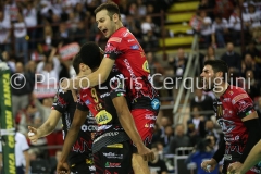 PERUGIA - ITALIA -74° CAMPIONATO CREDEM BANCA 2018/2019 - SIR SAFETY CONAD PERUGIA VS CUCINE LUBE CIVITANOVA - 13 GENNAIO 2019 - IN FOTO:ESULTANZA LUCIANO DE CECCO