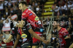PERUGIA - ITALIA -74° CAMPIONATO CREDEM BANCA 2018/2019 - SIR SAFETY CONAD PERUGIA VS CUCINE LUBE CIVITANOVA - 13 GENNAIO 2019 - IN FOTO:ESULTANZA LUCIANO DE CECCO