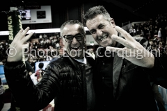 PERUGIA - ITALIA -74° CAMPIONATO CREDEM BANCA 2018/2019 - SIR SAFETY CONAD PERUGIA VS CUCINE LUBE CIVITANOVA - 13 GENNAIO 2019 - IN FOTO:PRES. GINO SIRCI ESULTA A FINE GARA