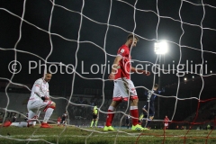 PERUGIA - ITALIA - CAMPIONATO SEIRE BKT 2018/2019 - PERUGIA VS BRESCIA - 19 GENNAIO 2019 - IN FOTO: ALFREDO DONNARUMMA ESULTA GYOMBER E FERREIRA DELUSI